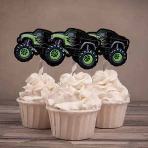 Monster Truck Birthday Party, Monster Truck cupcake toppers, Smash and Crash Birthday, truck birthday decor, printable cupcake topper
