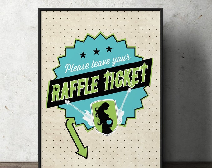 Diaper Raffle Sign "ROCKSTAR" (Printable File Only) Bring Diapers for Mom Raffle, baby shower, baby shower games, baby shower sign