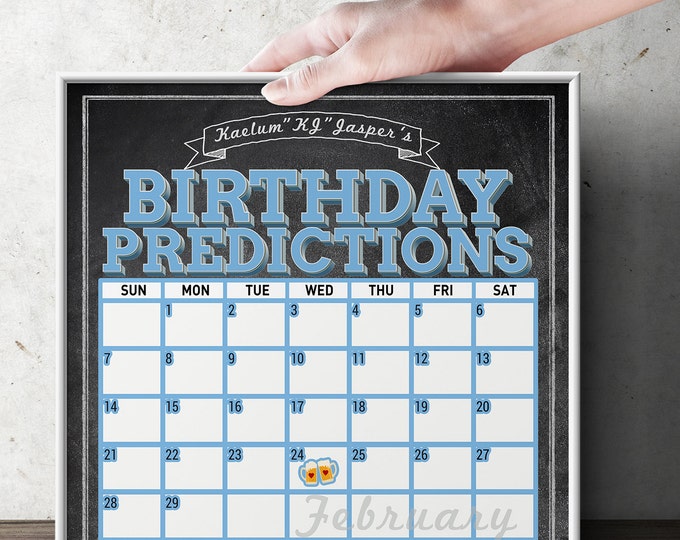 Baby Shower game, Baby is brewing, Coed baby shower, birthday predictions game, couples baby shower, BBQ, baby calendar sign