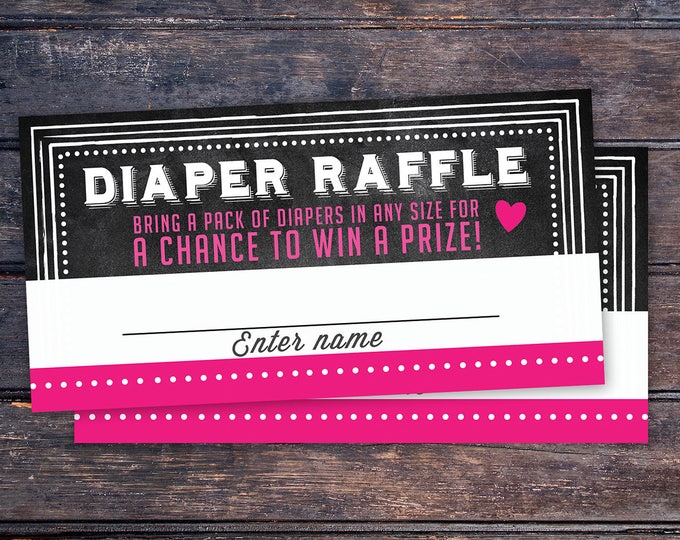 Baby Shower Diaper Raffle Ticket Inserts, Chalkboard- Printable Instant Download, boy shower, girl shower, shower game, party game