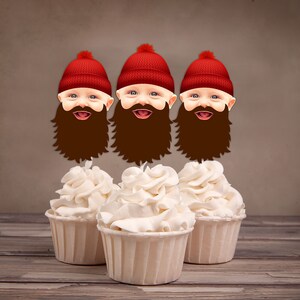 Photo Cupcake Toppers, Lumberjack birthday, Buffalo Plaid, Woodland theme, Lumberjack, Rustic, camping, lumberjack bash