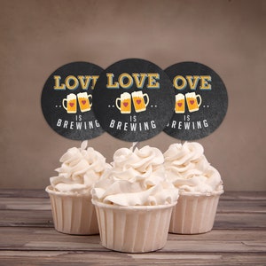 Wedding shower, Brews before I Do’s, bridal shower, wedding shower- cupcake toppers- party decor, BBQ, Brewery shower