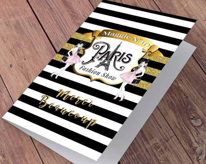 Thank you, French, Paris, Girl's birthday party- travel birthday party invitation- Paris, Eiffel tower, first birthday, merci beaucoup