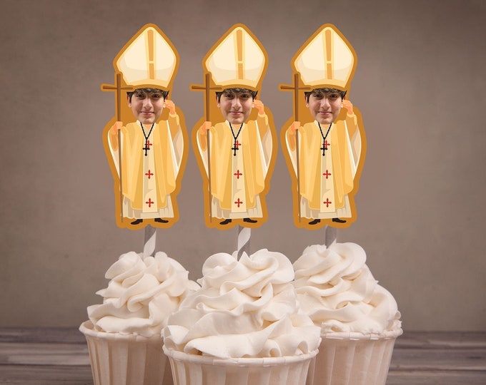 Digital File - Photo Cupcake Toppers, Pope, Religious, Communion, Christian, Funny