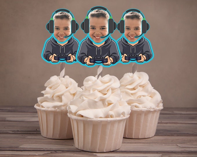 Gamer Cupcake toppers, Game Truck Party, Video Game Party, Boy Birthday, Game Truck,  Game truck birthday, Video games, decor, Digital files