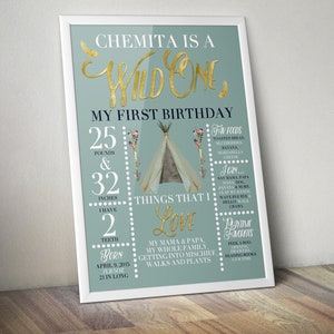 Wild one, photo prop, sign, TEEPEE Birthday, Aztec, arrow, pow wow, BOHO, Tribal, first birthday, Digital file Only