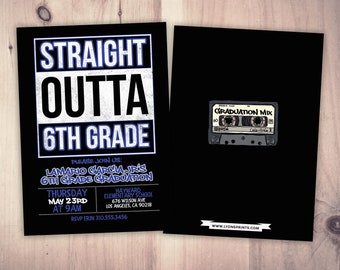 Straight outta, graduation party, Hip Hop, 90s party, birthday invitation, 8th grade grad, Graffiti, birthday, graduation, digital files