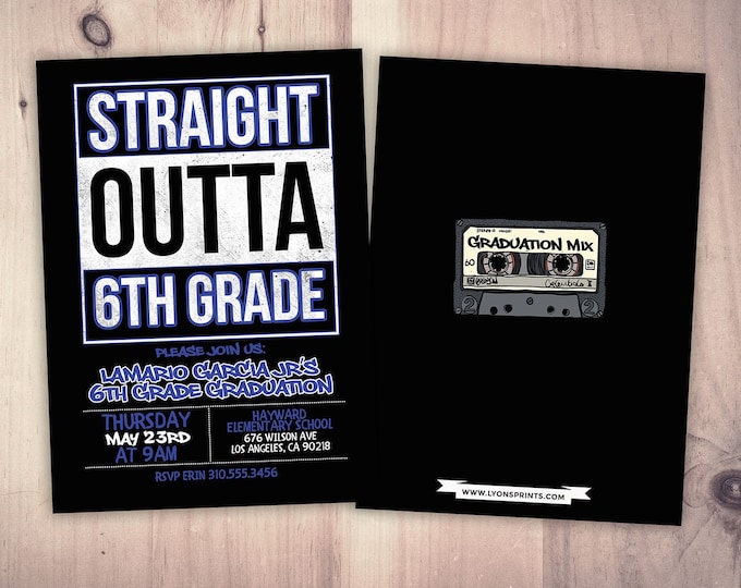 Straight outta, graduation party, Hip Hop, 90s party, birthday invitation, 8th grade grad, Graffiti, birthday, graduation, digital files