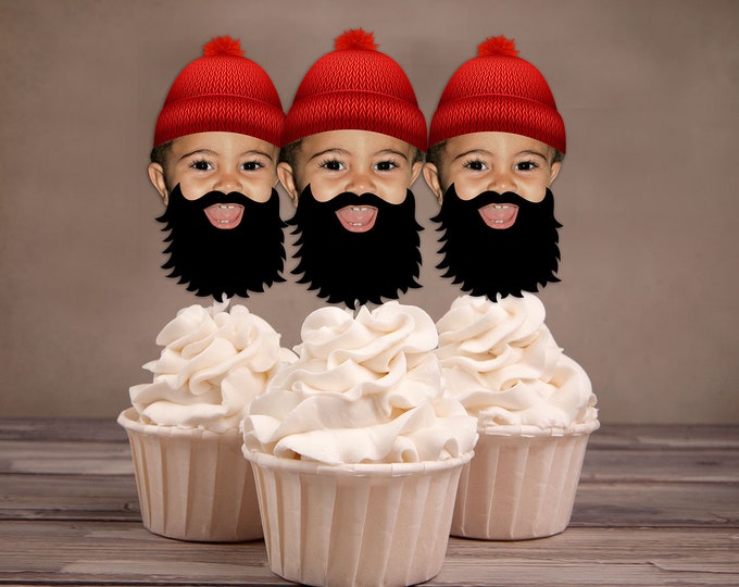 Photo Cupcake Toppers, Lumberjack birthday, Buffalo Plaid, Woodland theme, Lumberjack, Rustic, camping, lumberjack bash