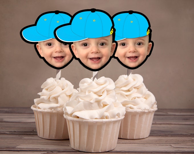 Photo Cupcake Toppers Digital File - Hip hop  birthday, baseball topper, boy birthday, Fresh Prince, Hip hop party decor, rap, 90s party
