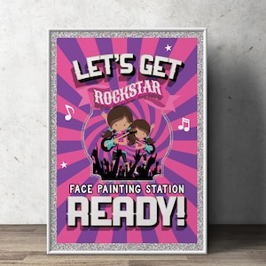 party sign, Pop Star party, Rock Star party, face painting, party decorations, rockstar, rockstar sign, rock star decor, printable
