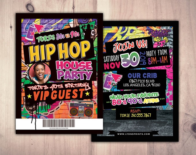 Hip Hop, Swagger, VIP PASS, backstage pass, Vip invitation, birthday invitation, pop star, lanyard, Fresh Prince, birthday, DJ, 90s party