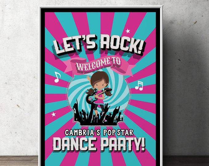 Welcome Party sign, Pop Star party, Rock Star party, baby shower, party decorations, party supplies, rockstar, rockstar sign, digital file