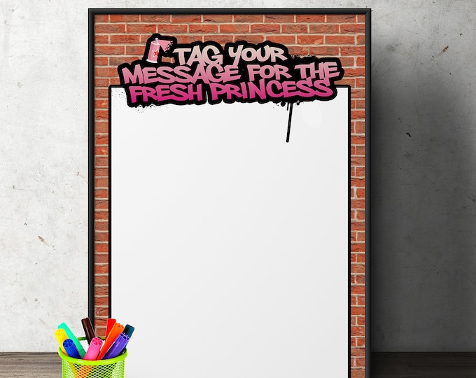 Fresh Prince, Message sign, Birthday, Baby Shower, Hip Hop, shower game, 90s, party decor, Graffiti, birthday, DJ, 90s party printable