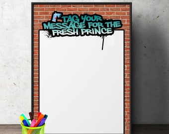 Fresh Prince, Message sign, Birthday, Baby Shower, Hip Hop, shower game, 90s, party decor, Graffiti, birthday, DJ, 90s  party printable
