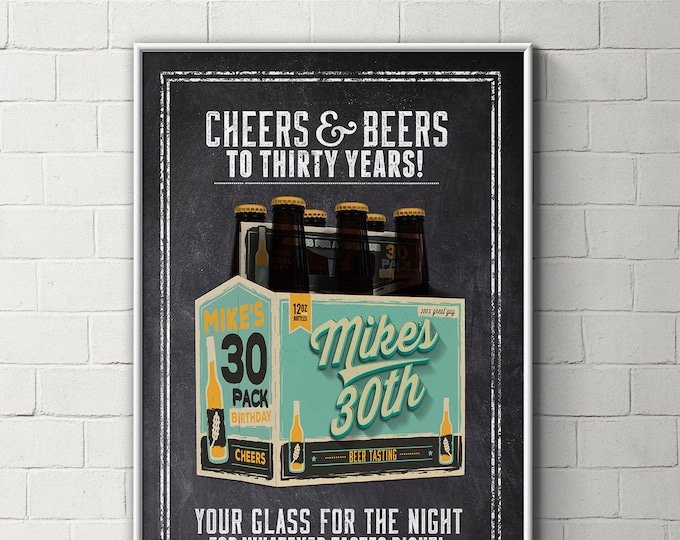 Digital file only, Cheers and Beers, poster, beer, 21st, 30th, 40th, 50th, 60th, Surprise Birthday Party, adult birthday, invite, party sign