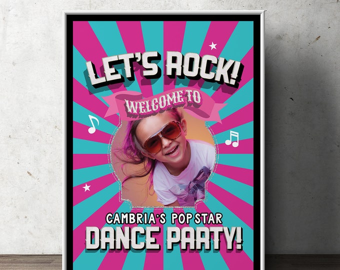 Welcome Party sign, Pop Star party, Rock Star party, baby shower, party decorations, party supplies, rockstar, rockstar sign, birthday