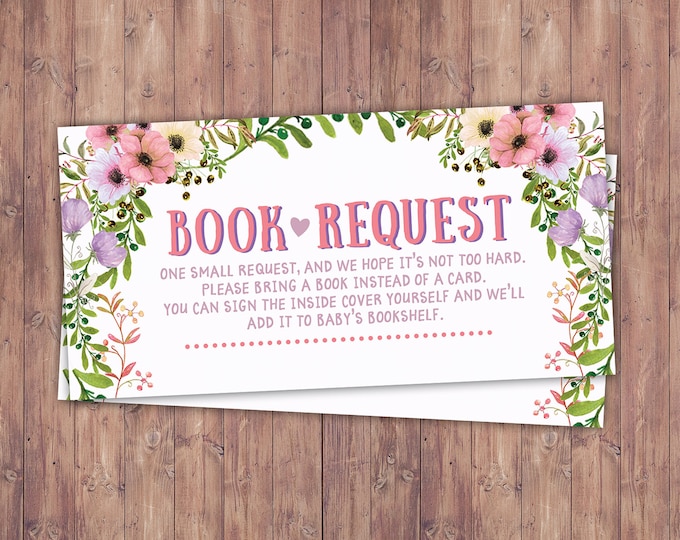 Book request insert, Floral, rustic, BOHO, BabyQ, chalkboard, Co-ed Baby Shower, BBQ, Baby-Q, baby boy, baby girl, shower game