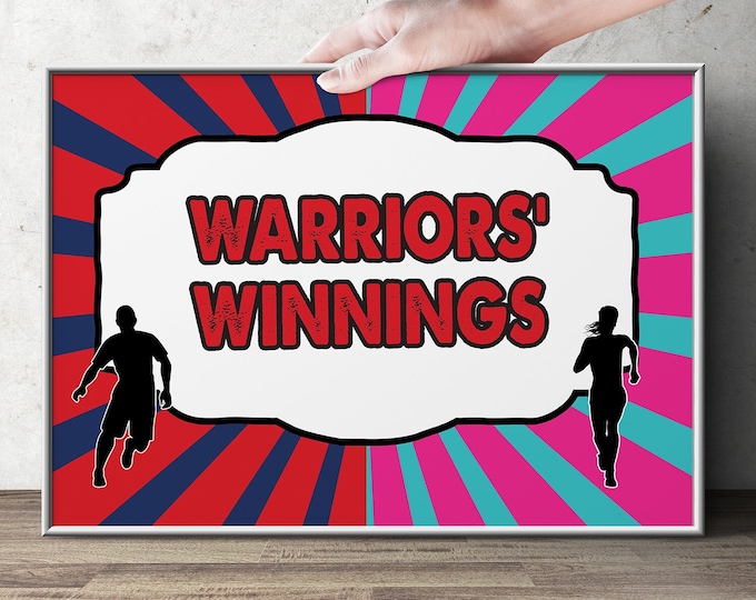 Table sign, table decor, warrior party, Ninja party, paintball party, Army party, gymnastics Party, Boot Camp, Obstacle course