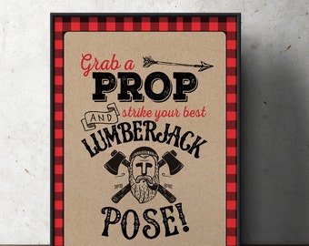 Lumberjack table sign, photo prop sign, Woodland party, flannel, woodland shower, woodland birthday, beard prop, Timber