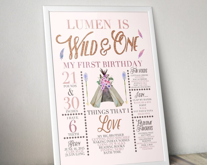 Wild one, photo prop, sign, TEEPEE Birthday, Aztec, arrow, pow wow, BOHO, Tribal, first birthday, Digital file only