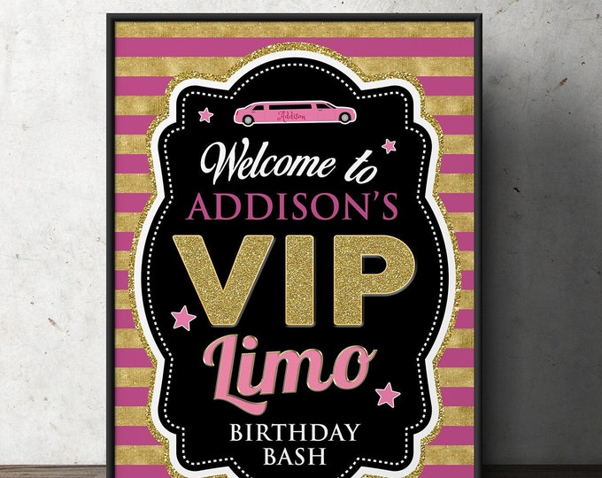 Limo party sign, Spa party, party sign, table sign, party bus, birthday table sign, girl birthday decor, bachelorette party decor