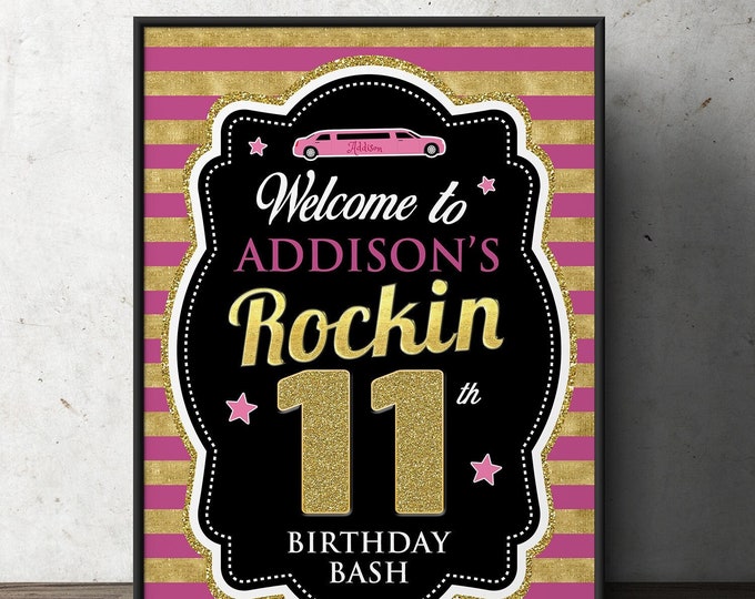Limo party sign, Spa party, party sign, table sign, party bus, birthday table sign, girl birthday decor, bachelorette party decor