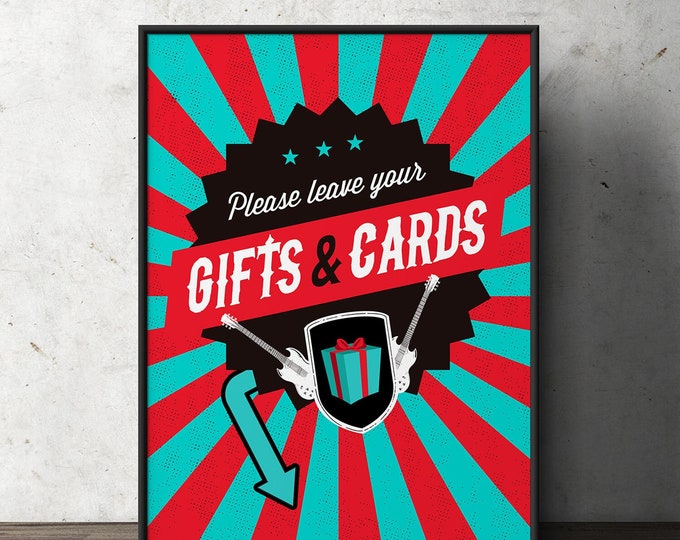 Gifts and cards Sign "ROCKSTAR" (Printable File Only) table sign, baby shower, baby shower games, baby shower sign, decor