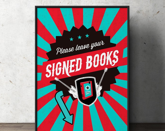 Signed books Sign "ROCKSTAR" (Printable File Only) Bring a book for Mom, baby shower, baby shower games, baby shower sign