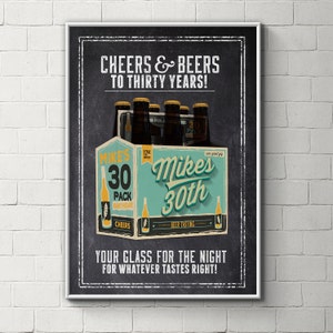 Digital file only, Cheers and Beers, poster, beer, 21st, 30th, 40th, 50th, 60th, Surprise Birthday Party, adult birthday, invite, party sign image 1