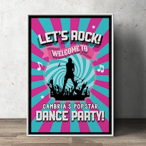 Welcome Party sign, Pop Star party, Rock Star party, baby shower, party decorations, party supplies, rockstar, rockstar sign, digital file