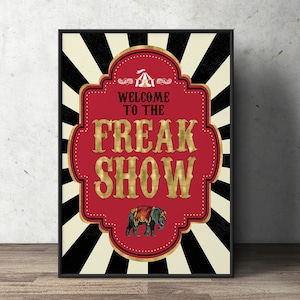 Circus welcome sign Carousel birthday sign Carnival party welcome sign, freak show, Come one Come all show, Digital file only