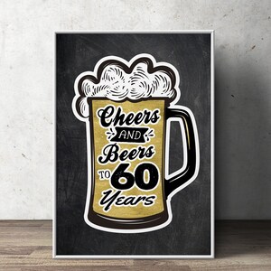 60er Jahre, Geburtstag Partydekoration (nur digitale Datei) Geburtstagsgeschenk für Frauen und Männer - Prost und Bier, Dekorationen, Prost auf 60 Jahre