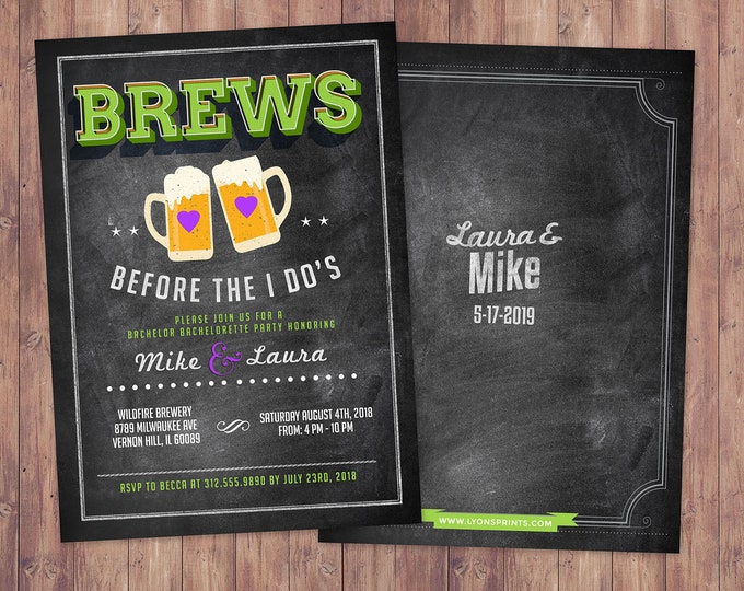 Coed bridal shower invitation- Beer bridal shower invitation- couples bridal shower - bridal shower- Beer and BBQ, love is brewing