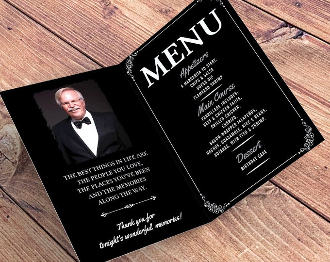 Any Age Birthday digital menu, Milestone Birthday Party Decor, Party Table Decor, Aged to perfection, Cheers and beers