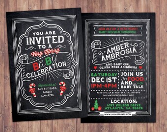 May include: A chalkboard style invitation for a baby shower. The invitation is for Amber Ambrosia and her baby girl, Olivia Rose Ambrosia. The shower will be held on Saturday, December 1st from 1 pm to 4 pm. The invitation includes the location and RSVP information.