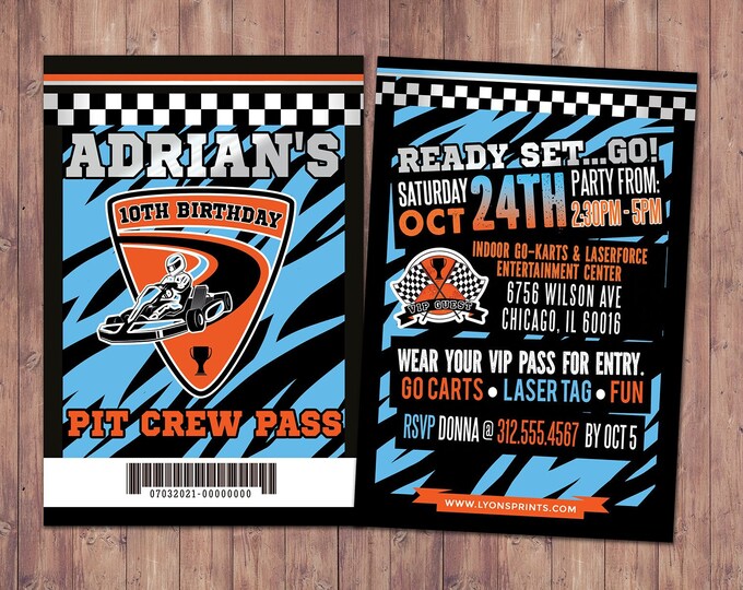 Go-Kart Birthday Invitation, Karting Birthday Invitation, Go-Kart Party Invitations, Birthday Invitations, Go Kart, Digital files