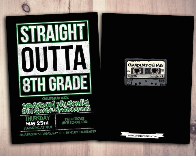 Straight outta, graduation party, Hip Hop, 90s party, birthday invitation, 8th grade grad, Graffiti, birthday, graduation, digital files