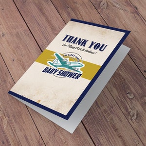 Thank you card,  greeting card, Airplane Baby Shower, Airplane, Vintage Airplane Baby Shower, Airplane, airplane thank you