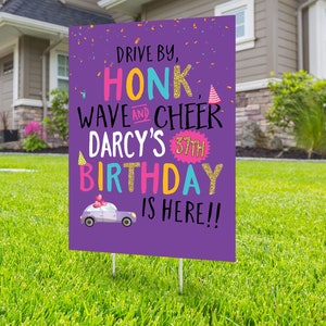 Birthday parade, yard sign design, lawn sign, social distancing drive-by birthday party, car birthday parade, quarantine party image 1