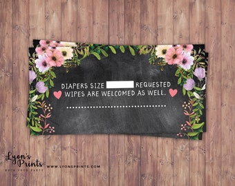 Diaper raffle insert, Floral, rustic, BOHO, BabyQ, chalkboard, Co-ed Baby Shower, BBQ, Baby-Q, baby boy, baby girl, shower game