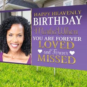 Yard sign, Funeral sign design, Digital file only, memorial sign, happy heavenly birthday, in memory of sign, Memorial birthday sign