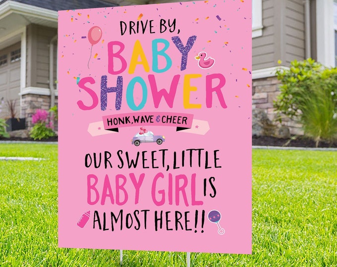 Drive by baby shower, yard sign design, Digital file only, yard sign, social distancing drive-by shower party, car parade, quarantine party
