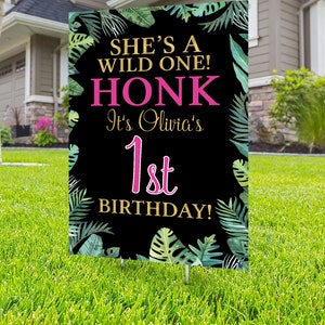 Happy birthday Yard Sign design, Digital file only, Honk outdoor sign, Quarantine Birthday , Birthday Yard Sign, Happy Birthday Sign, Jungle