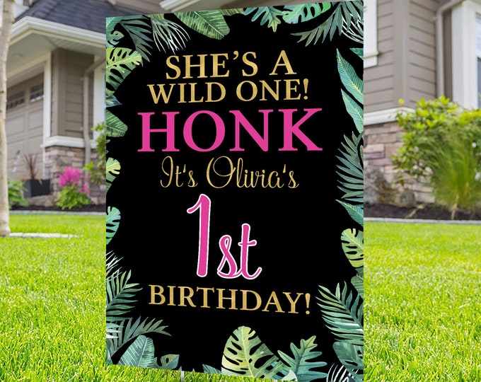 Happy birthday Yard Sign design, Digital file only, Honk outdoor sign, Quarantine Birthday , Birthday Yard Sign, Happy Birthday Sign, Jungle