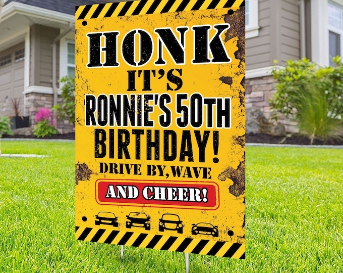 Happy birthday Yard Sign, Digital file only, Honk outdoor sign, Quarantine Birthday ,Birthday Yard Sign, Happy Birthday Sign, Drive by party