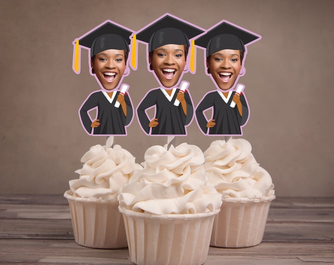 Graduation toppers, Cupcake topper, cap and gown, Graduation party, graduation cupcake topper, graduation party decor, graduation printable