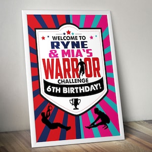 Welcome sign, party poster, warrior party, Ninja party, paintball party, Army party, gymnastics Party, Boot Camp, Obstacle course