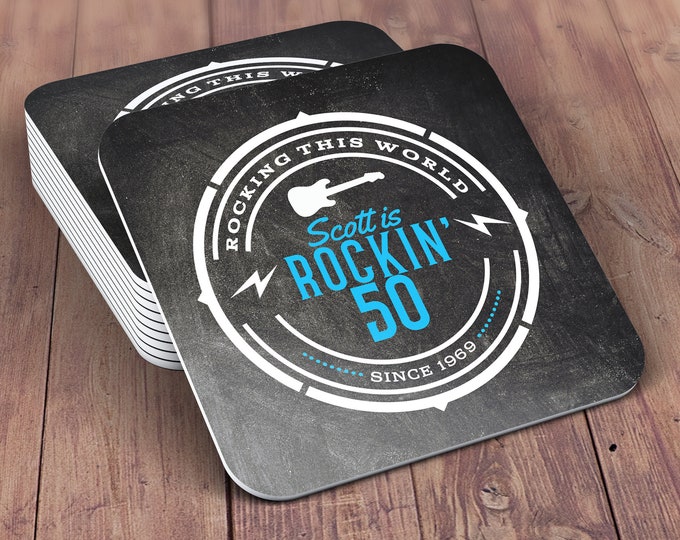 Digital logo file, Coaster, Rockstar birthday, beer, 21st, 30th, 40th, 50th, 60th, 70th, Birthday Party, Surprise party, Milestone