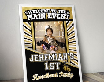 Boxing welcome sign, Boxing Party, The Main Event, Boxing theme, Birthday party, Boxing gloves, boxing theme, gender reveal